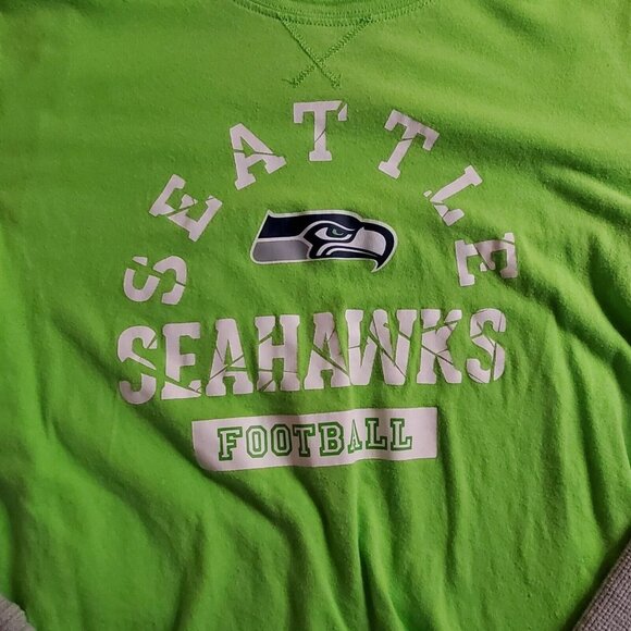 Seattle Seahawks Shirt Adult Womens Large 14/16 Green Long-Sleeve NFL - Picture 4 of 8